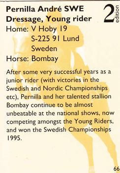 1995 Collect-A-Card Equestrian #66 Pernilla Andre / Bombay Back